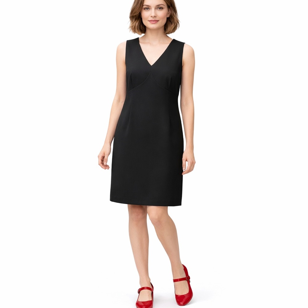 J. Crew Little Black Shift Dress V Neck Knee Length Wedding Guest Classic 12